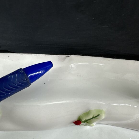 Tablet Holder & Chalkboard Fitz & Floyd Candy Cane Santa Christmas Ceramic Gift - Picture 7 of 11